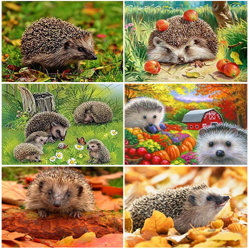 

DIY Hedgehog 5D Diamond Painting Full Square Drill Animal Diamond Embroidery Cross Stitch Mosaic Rhinestone Wall Art Home Decor