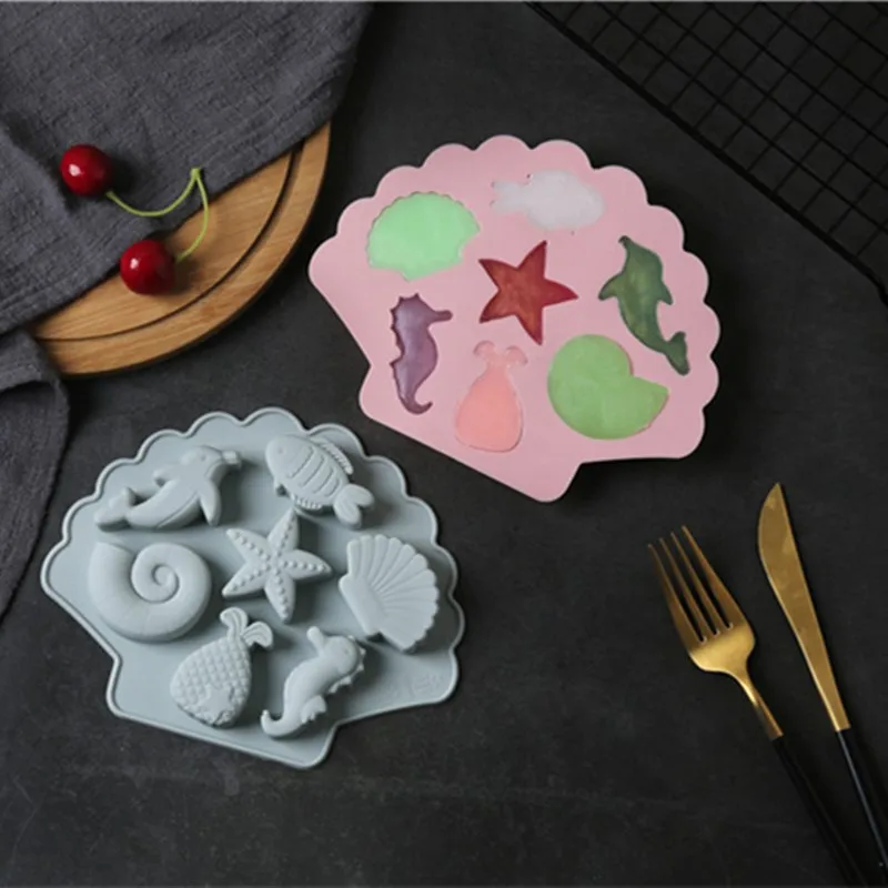 JO LIFE Cartoon Sea Scallop Cake Decoration Tool Silicone Fondant Chocolate Jelly Mold | Дом и сад