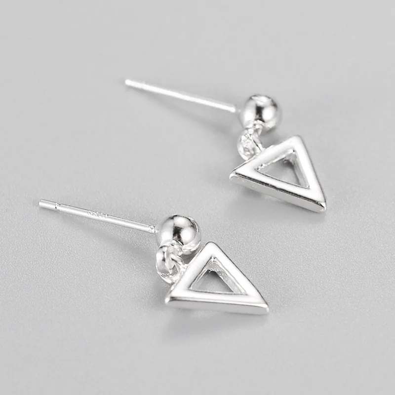

New Hot Fashion 925 Sterling Silver Geometric triangle Earrings for Women Girls Gift Fashion Statement Jewelry