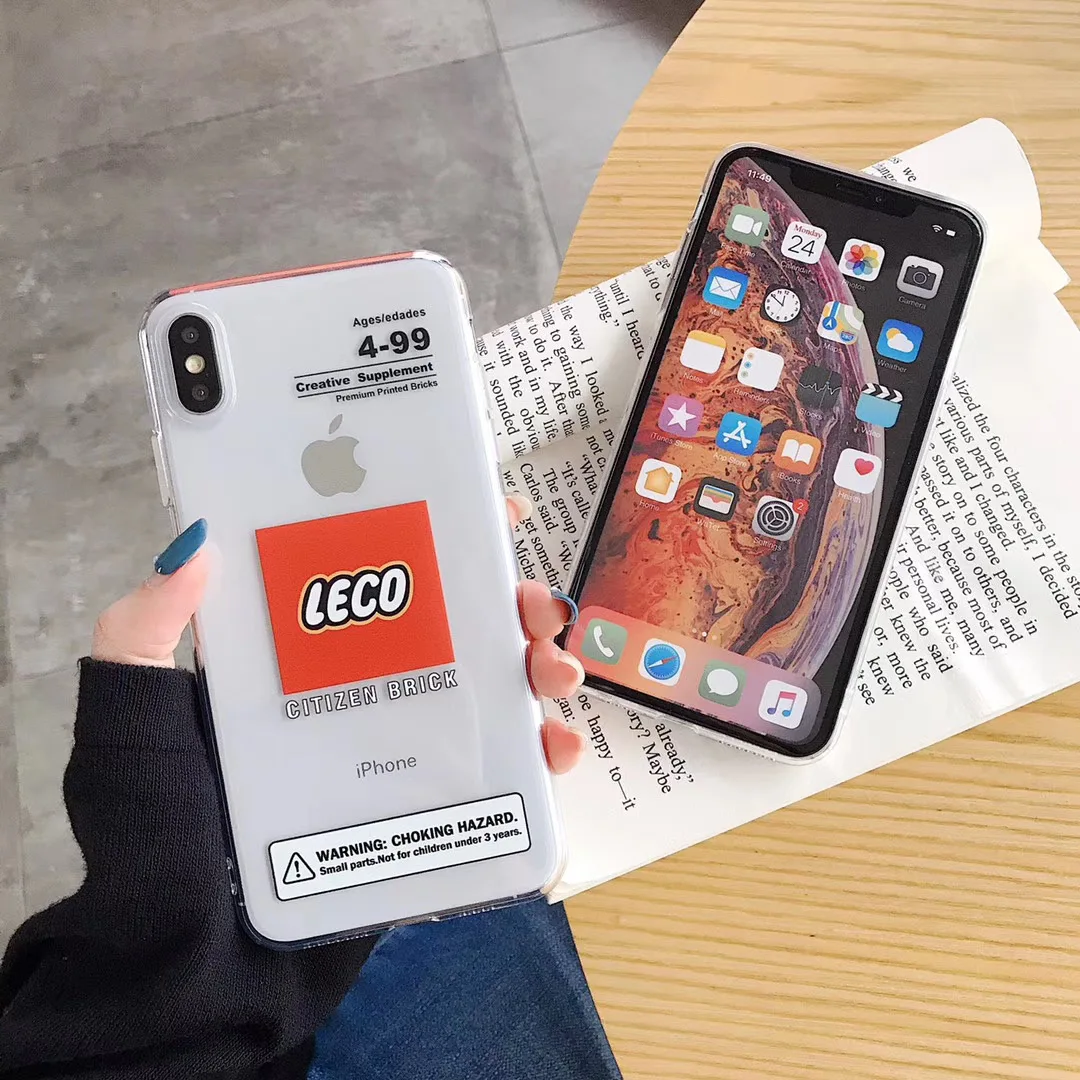 Модный простой чехол для телефона с буквенным логотипом Lego блоками iPhone 11 pro MAX Xs Xr X