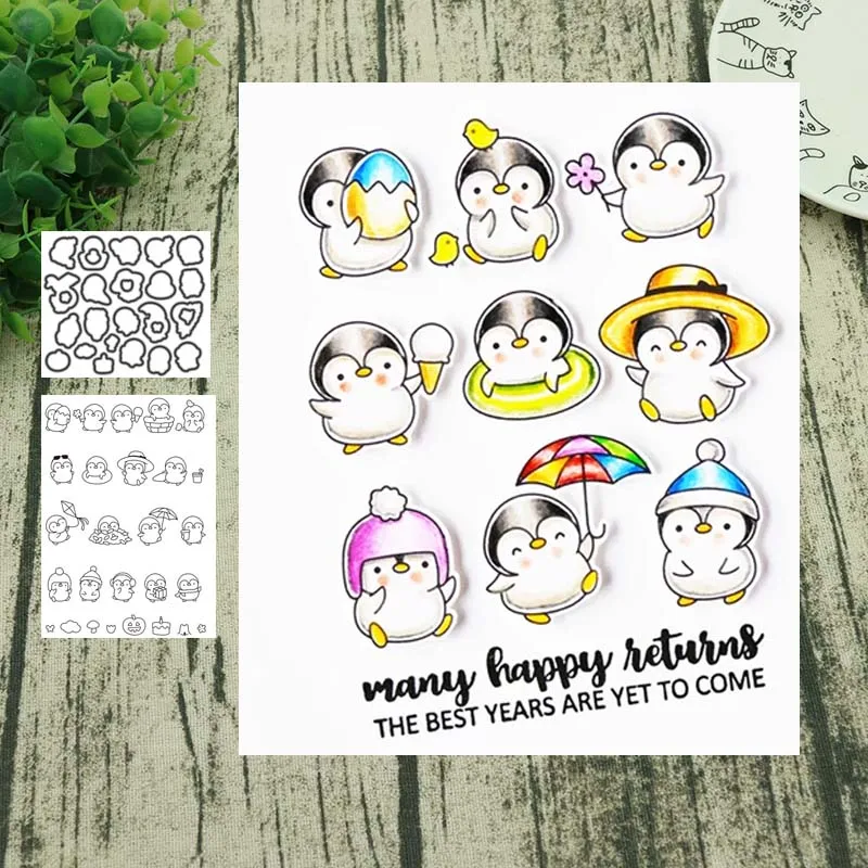 Penguin Metal Cutting Dies and clear stamps Stencils for DIY Scrapbook Photo Album Paper Card Decorative | Дом и сад