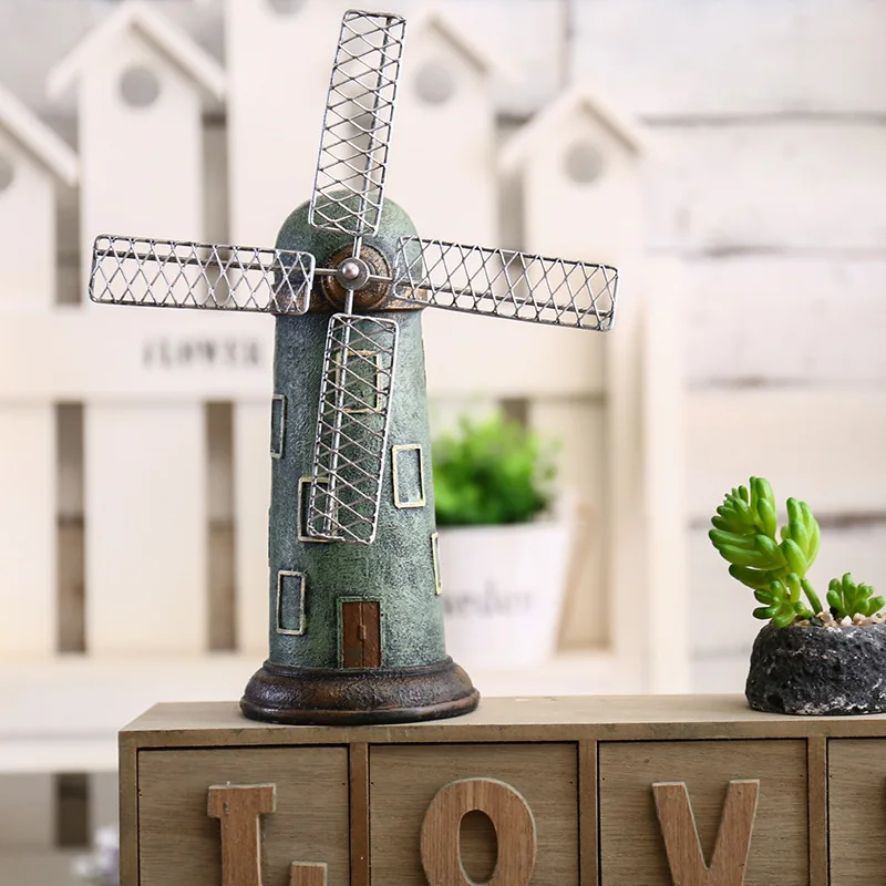 

European style rural windmill model deposit pot home studio decoration resin decoration bar coffee shop creative decoration