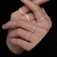 ins silver glitter rings light luxury shiny rings simple and stylish niche plain circle for girls women jewelry gifts