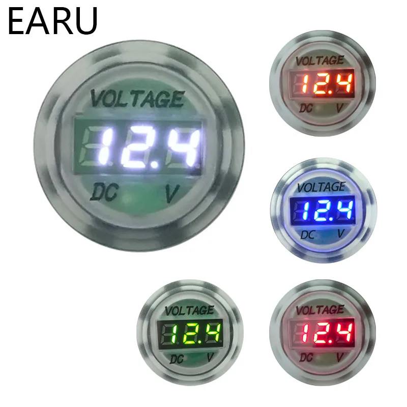 

Плоский водонепроницаемый измеритель напряжения Вольтметр дисплей постоянного тока светодиодный цифровой дисплей 12 В мотоцикл бортовой в...