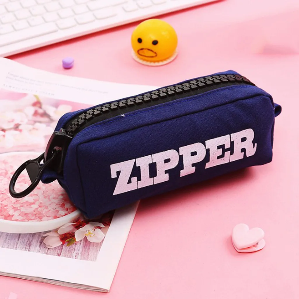 Zipper Pen Bag Large Capacity Simple Canvas Pencil Case Pencil Case Pencil Bag Storage Plumier Scolaire Rangement