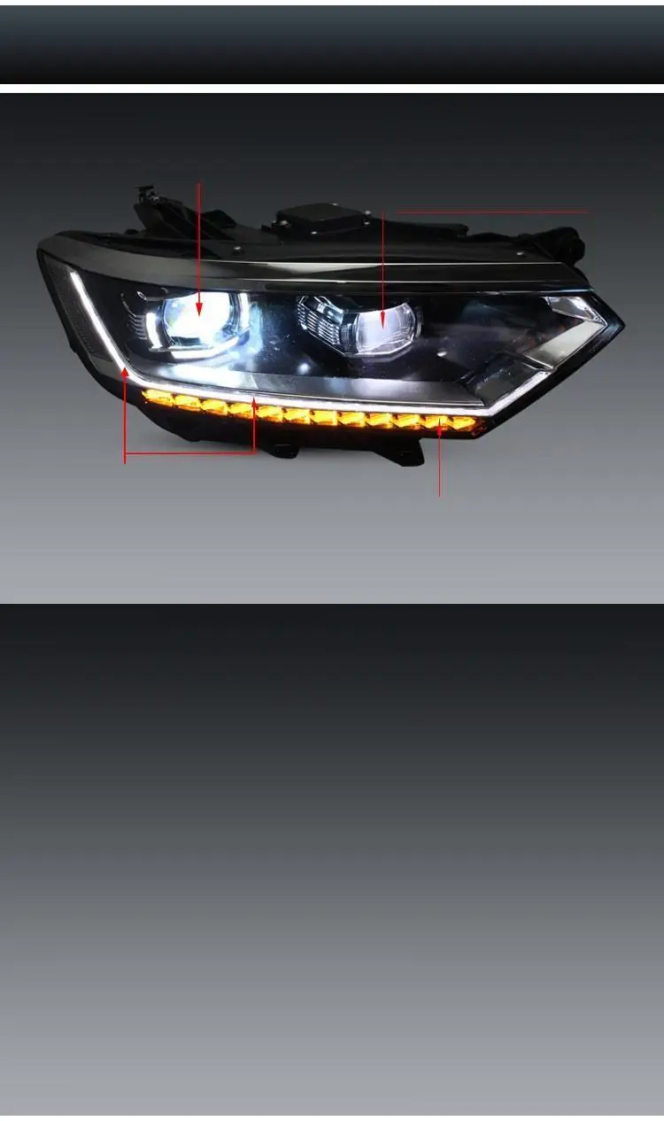 Внешний аксессуар, боковая Поворотная сигнальная лампа Luces Led Para, автомобильные фары, автомобильные фары в сборе 17 для Volkswagen Magotan