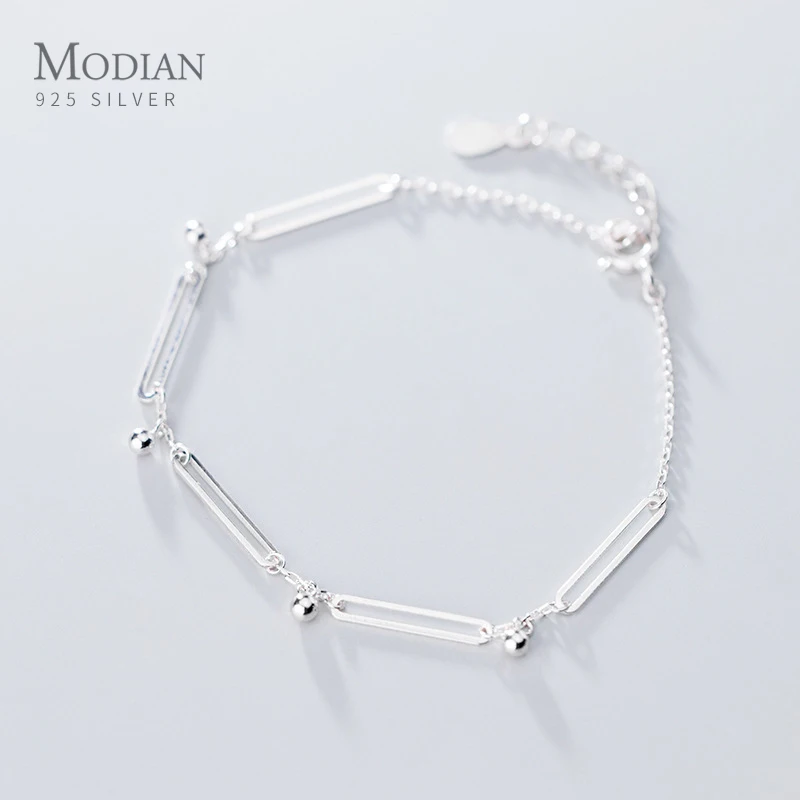 Modian геометрический прямоугольный крошечный шар из стерлингового серебра 925