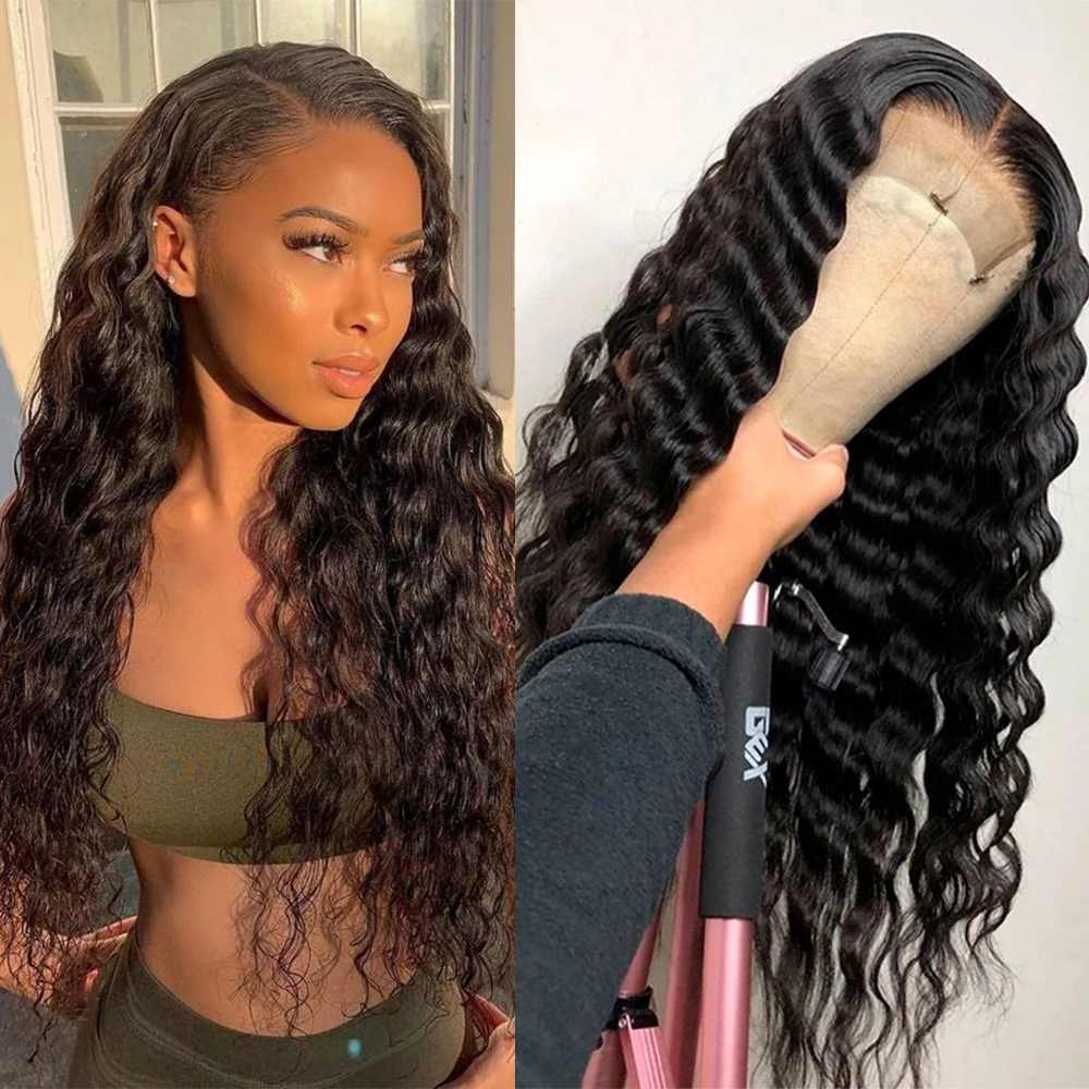 Объемных кудрявы волнистых Синтетические волосы на кружеве парики человеческих