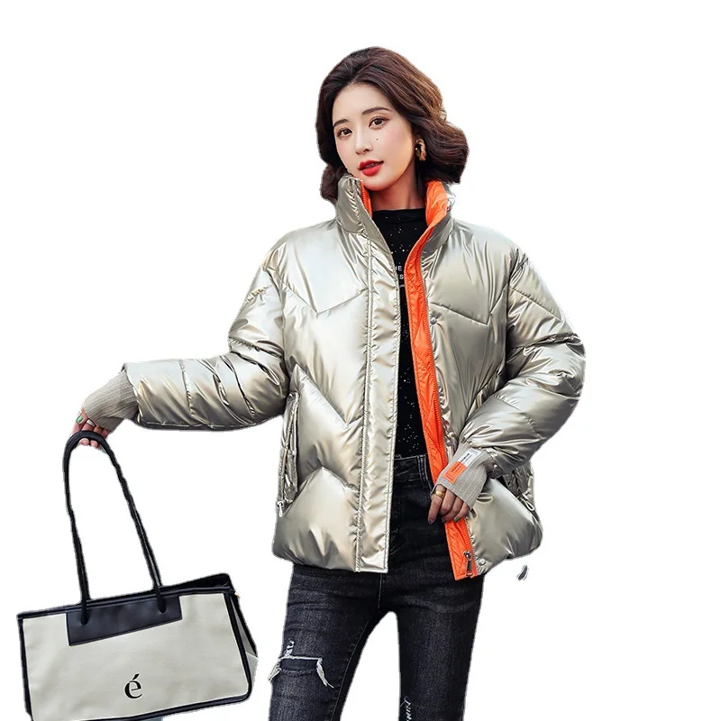 

2021 new autumn and winter short warm top women's light and thin bright face small bright face disposable coat cotton jacket