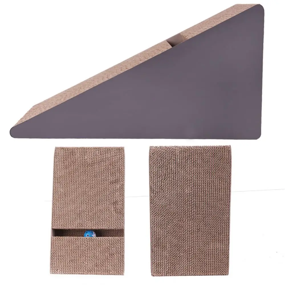 

Cat Scratch Board with Bell Ball Corrugated Paper Kitten Grinding Claw Plate Toy Cat Interactive Climbing Frame Nail Scraper Mat