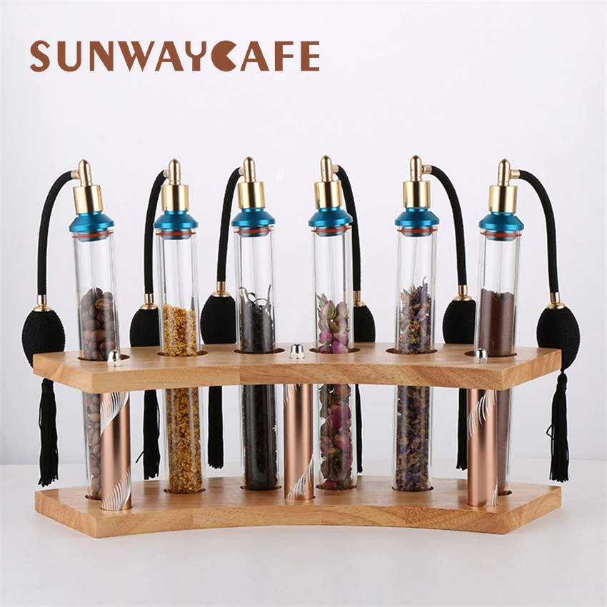 Деревянный Кофейные зерна Чай Дисплей стойки Стекло Тесты трубка закрытый ящик