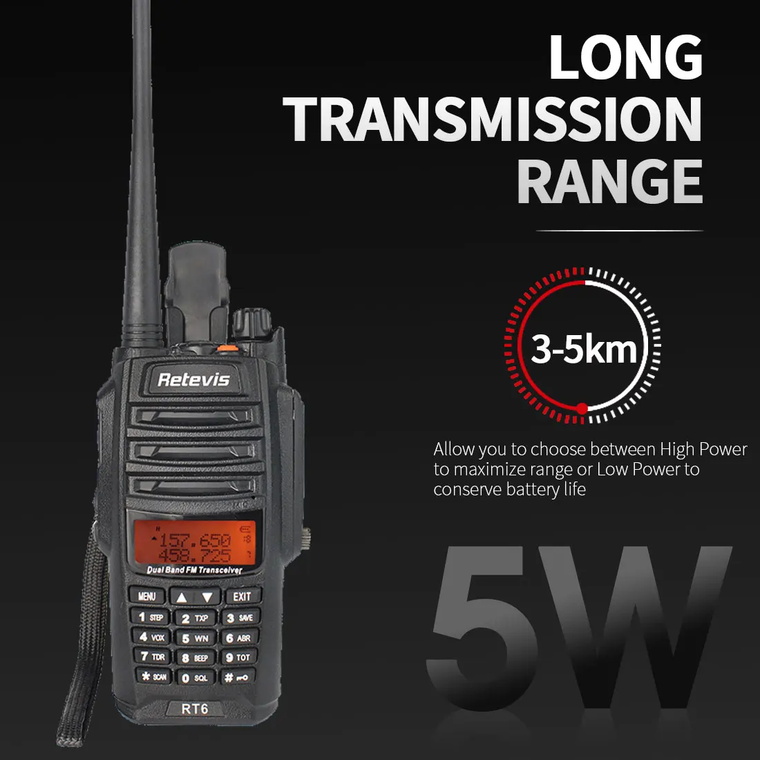 Водонепроницаемый IP67 Retevis RT6 иди и болтай Walkie Talkie “иди и 5/3/1 Вт VHF+ UHF136-174+ 400-520 МГц Ham радио Hf трансивер двухстороннее радио A9114A