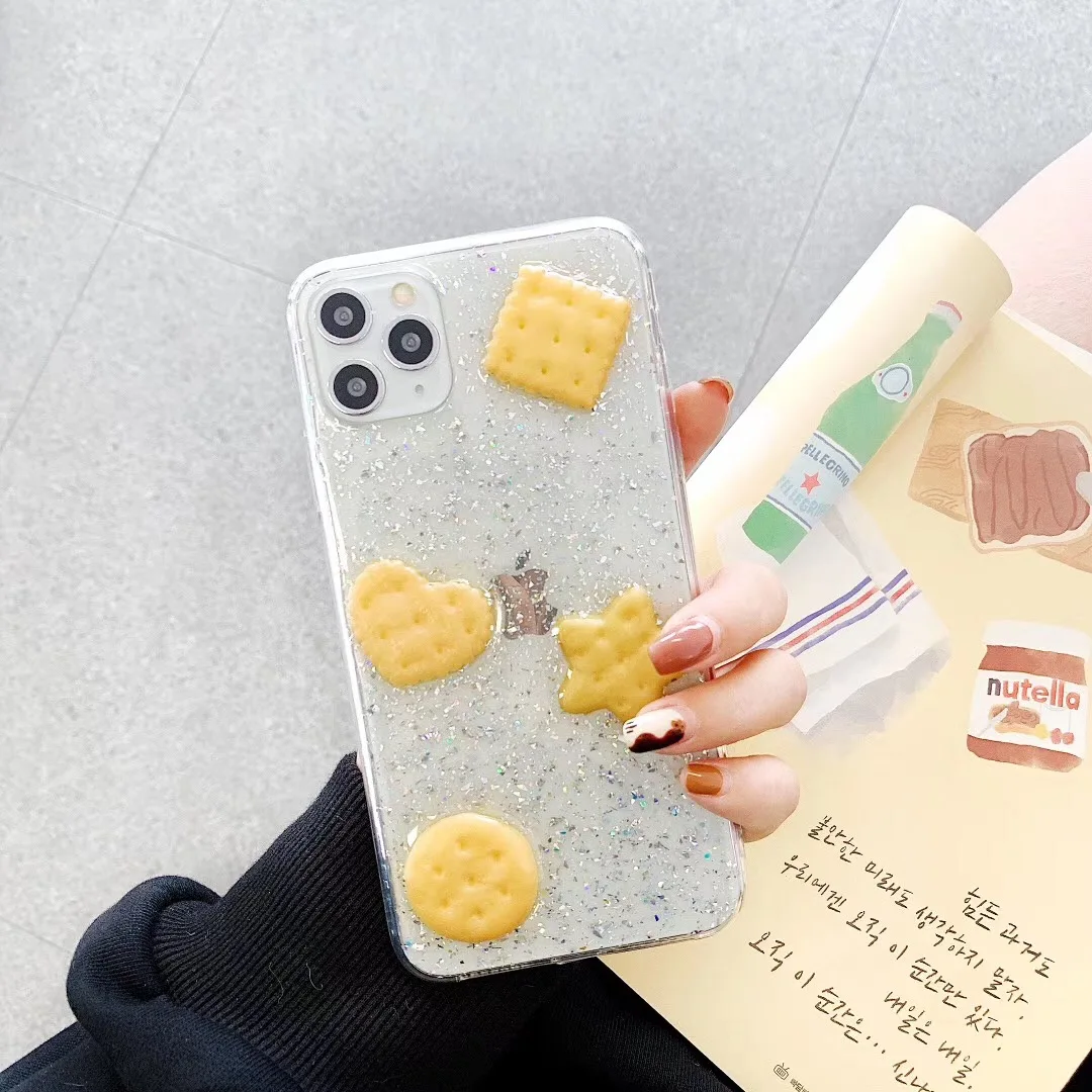 Glitter Biscuits Shining Powder Phone Case for Iphone 11 Pro Max X Xr Xs 7 8 Plus Clear Sequins Soft Tpu Silicone Back Cover |