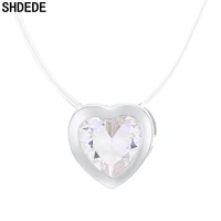 shdede fashion sweet love heart pendant transparent fishing line necklace for woman girl short clavicle jewelry gift 136436