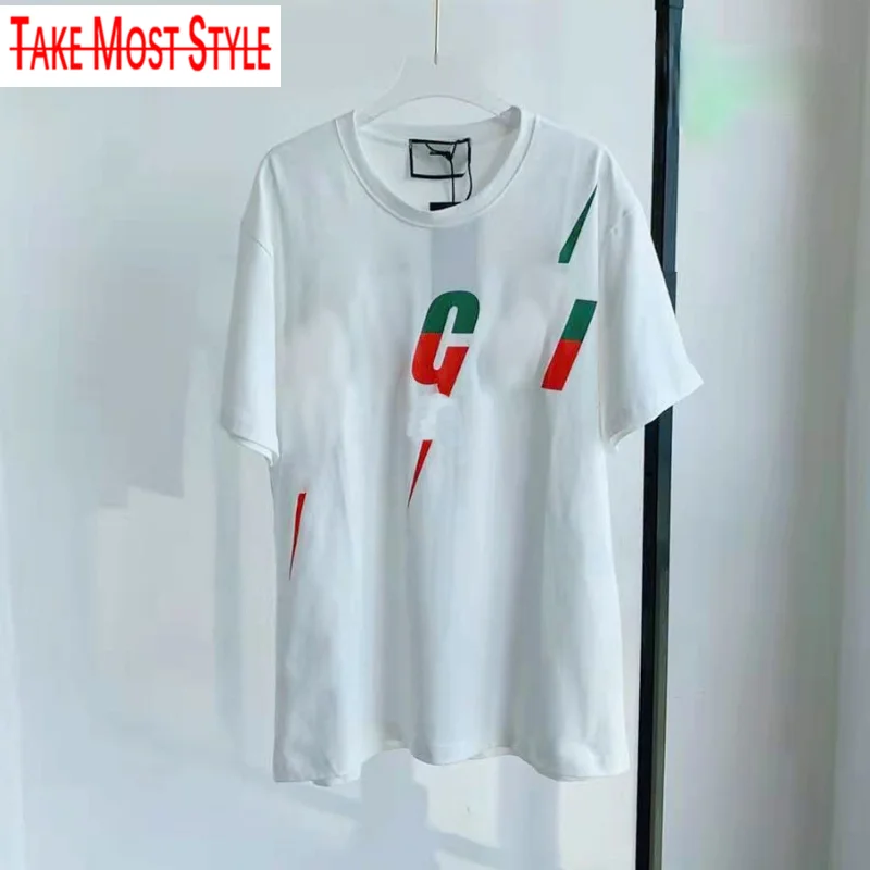 

Summer Women Clothes Fashion Brand Luxury Design Short Sleeve Tees Female Letter Cartoon Print Casual T-Shirt Cotton Loose Tops