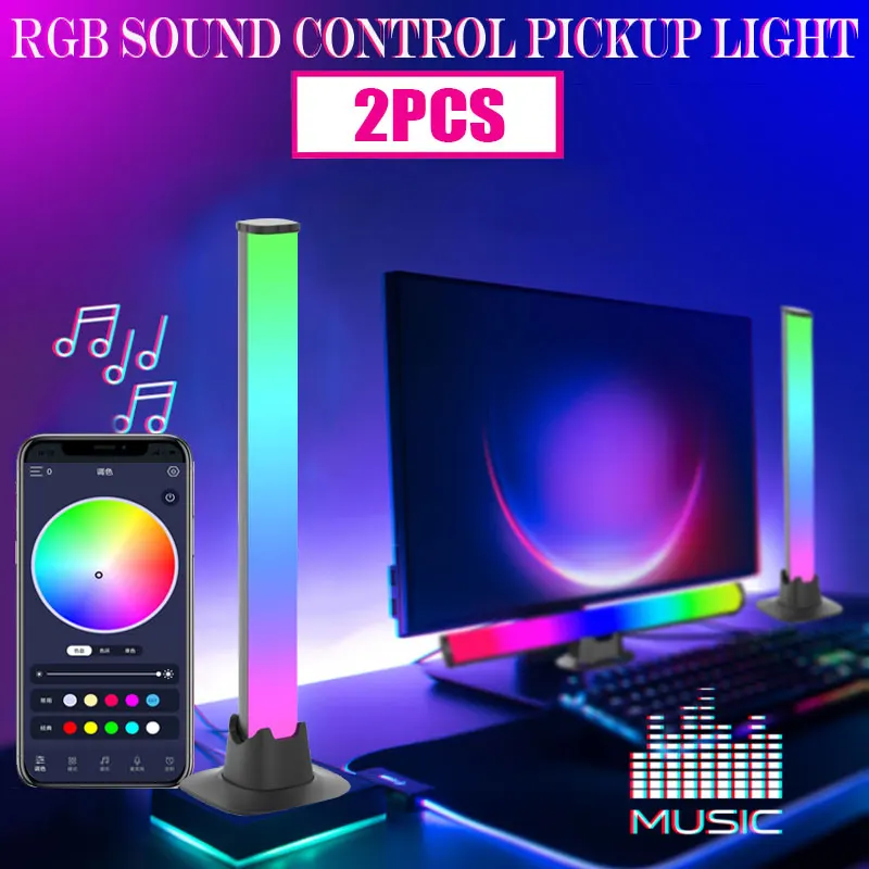 

Светодиодная подсветка RGB с управлением звуком, симфоническая лампа с управлением через приложение, музыкальный ритм, окружающая светодиод...