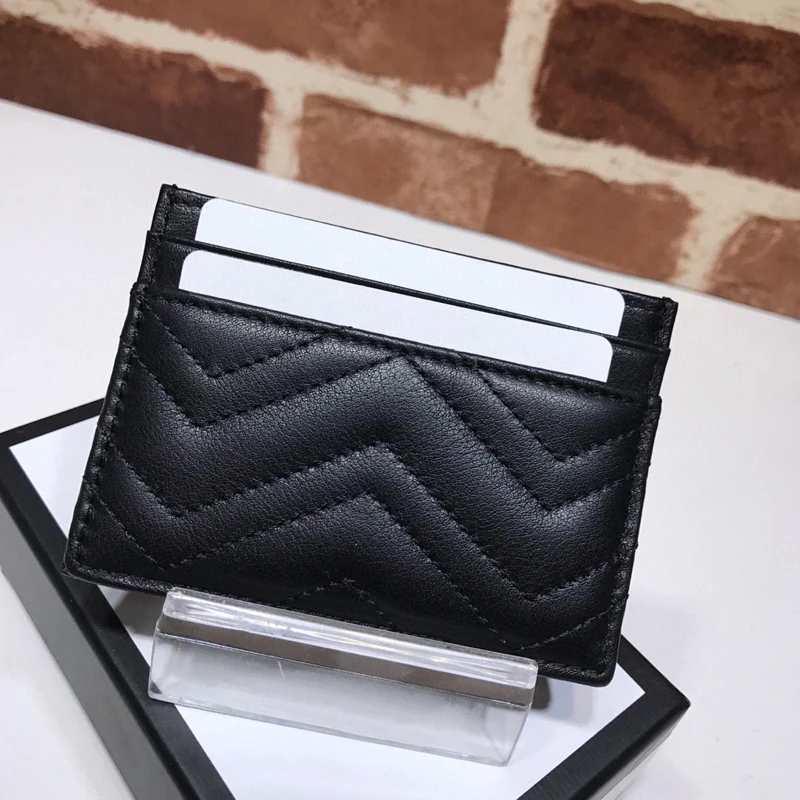 

Leather Card Holder Credit Card Holder Leather V Pattern Mini Luxury Brand High Quality Fashion Credit Card Holder 6 Card Slots