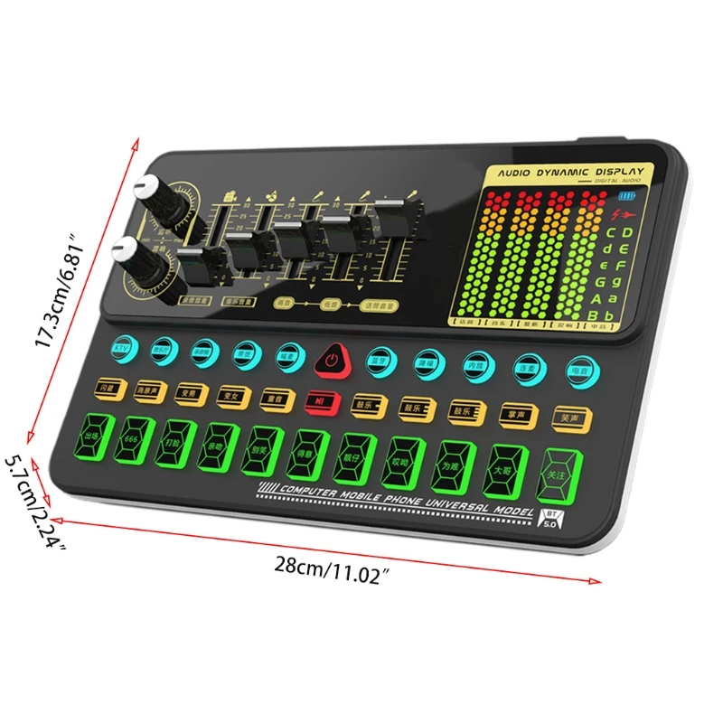 

Portable Bluetooth Voice Changer Sound Card with Sound Effects Multi-Application Sound Mixer Board