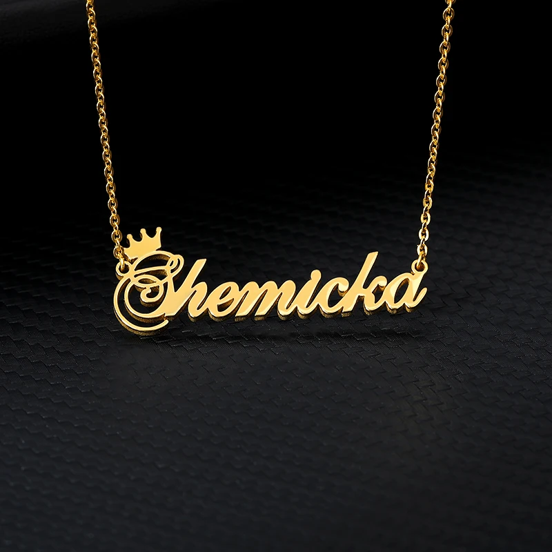 Пользовательское имя корона ожерелье для женщин персонализированный шрифт