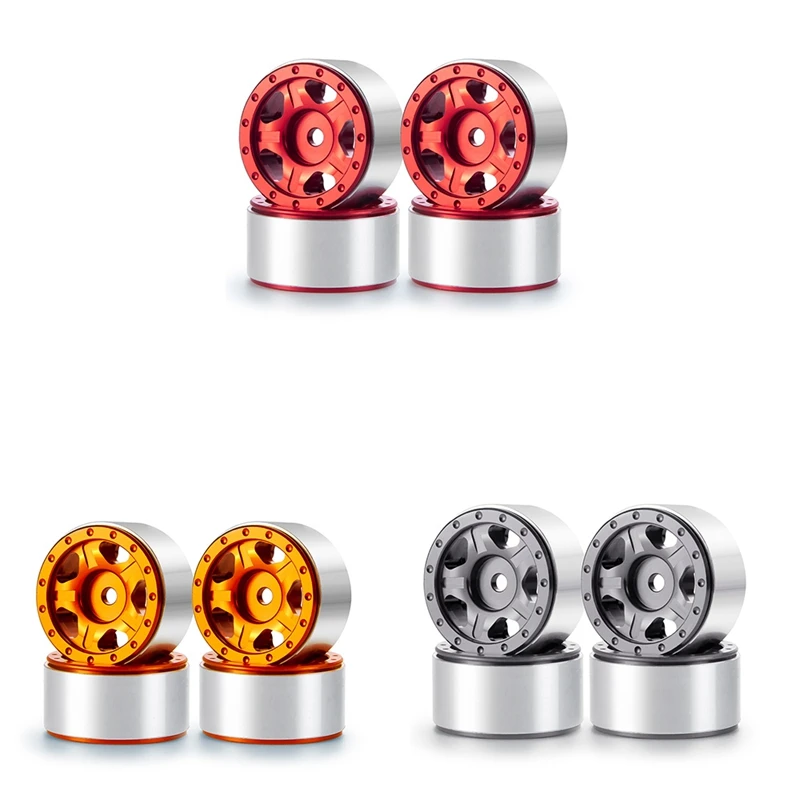 

4PCS 1.0 Beadlock CNC Micro-Crawler Wheel Rim Hub for 1/24 RC Crawler Car Axial SCX24 90081 AXI00001 Parts