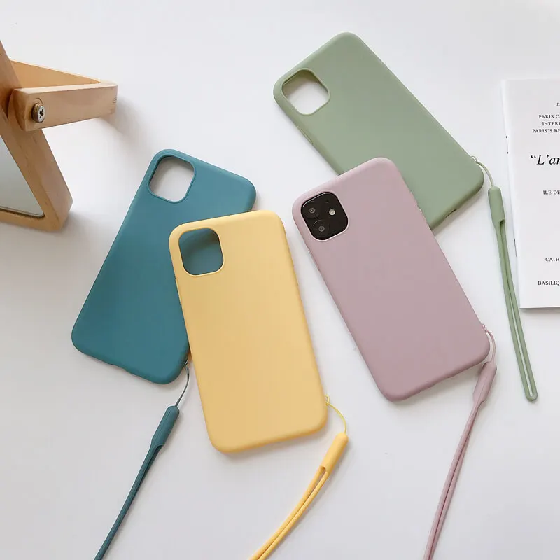 Ручной ремешок чехол для женщин iphone 11 11Pro Max XS X XR конфетный цвет желеобразный 6 6S 7 8