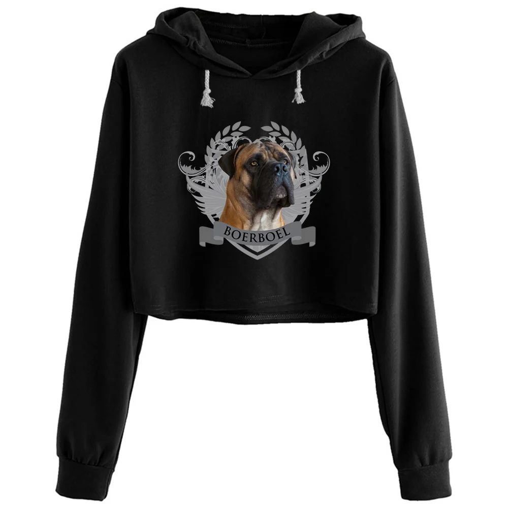 

Boerboel South African Mastiff Crop Hoodies Women Y2k Kawaii Goth Grunge Pullover For Girls