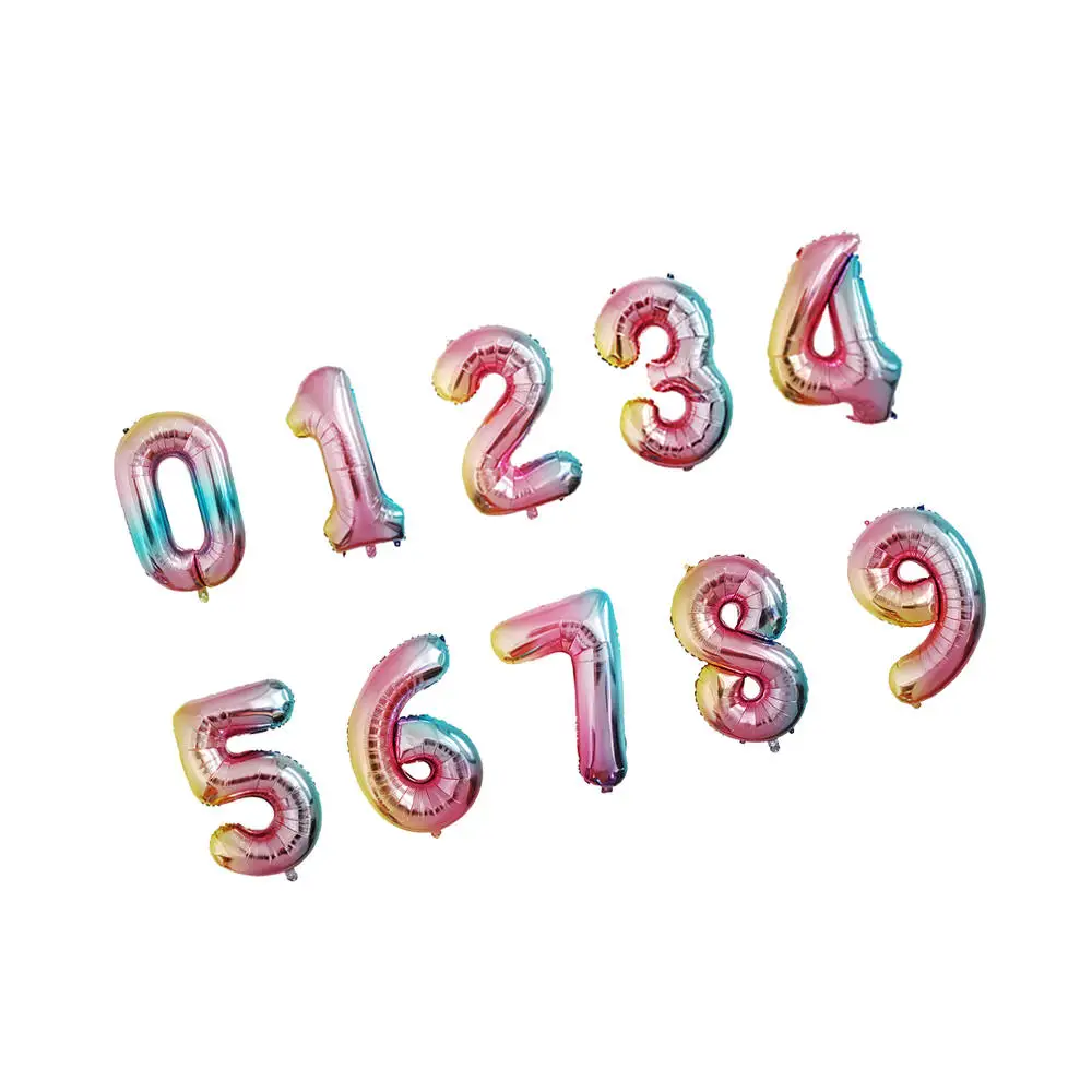 

10 Pcs/Set 32 Inch Number Foil Balloon Rose Gold Discolor Digital Balloons Birthday Party Decoration Baby Shower Supplies