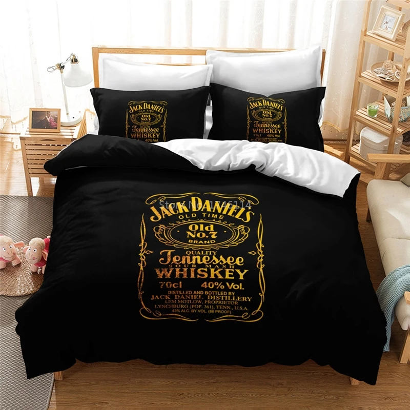 

3D JACK Whiskey Printing Bedding Set Soft Comfortable Duvet Cover Pillowcase Set Bed Linens Bedclothes Twin Full Queen King Size