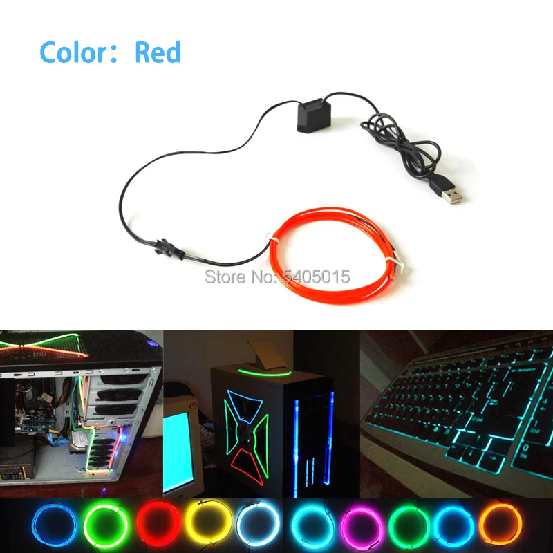 DC 5V USB 1 метр 2 3 мм 10 цветов на выбор EL Wire гибкий неоновый светильник светящиеся