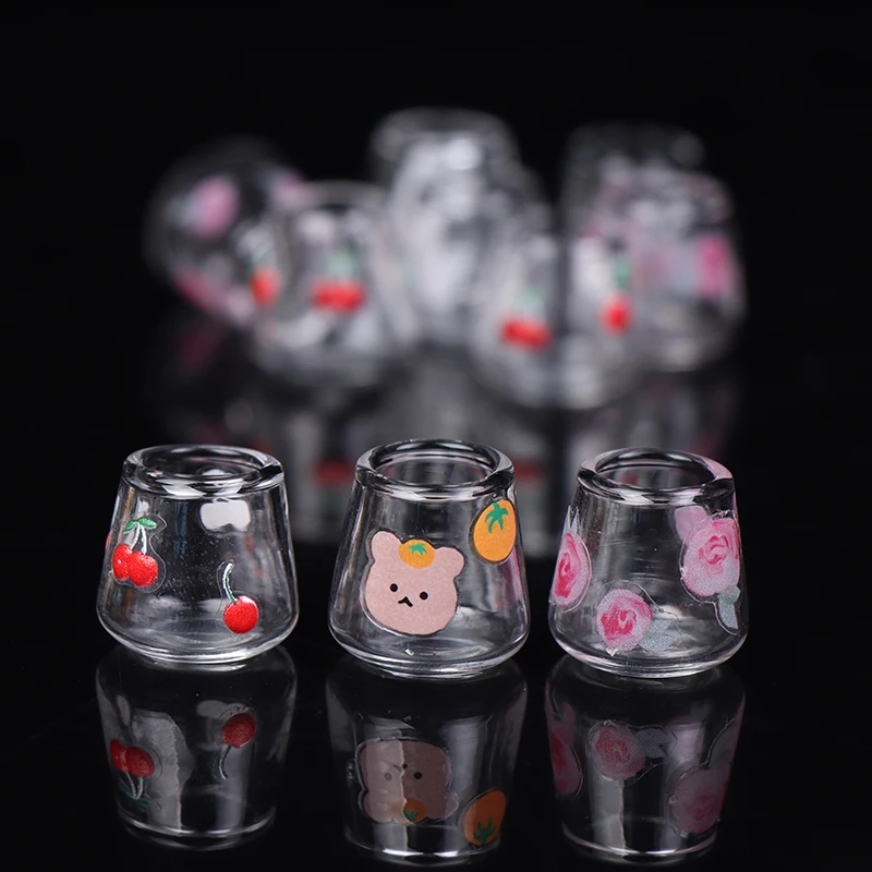 

4pcs/set 1/12 Dollhouse Miniature Clear Glass Cup Model Kitchen Furniture Toys