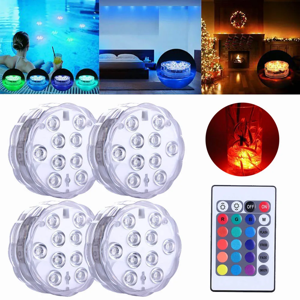 

4 шт. 4,5 в 24 клавиши светодиодный светильник для бассейна для дайвинга 5 Вт IP68 Водонепроницаемый подводный светильник для сада, бассейна, свет...