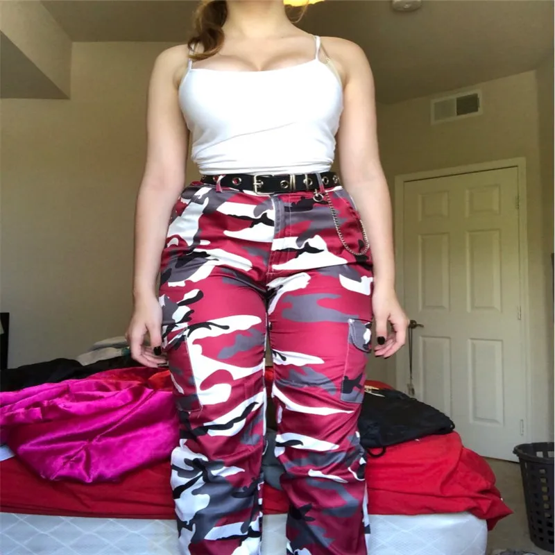 Женские камуфляжные брюки Modis готические в стиле хип хоп с высокой талией