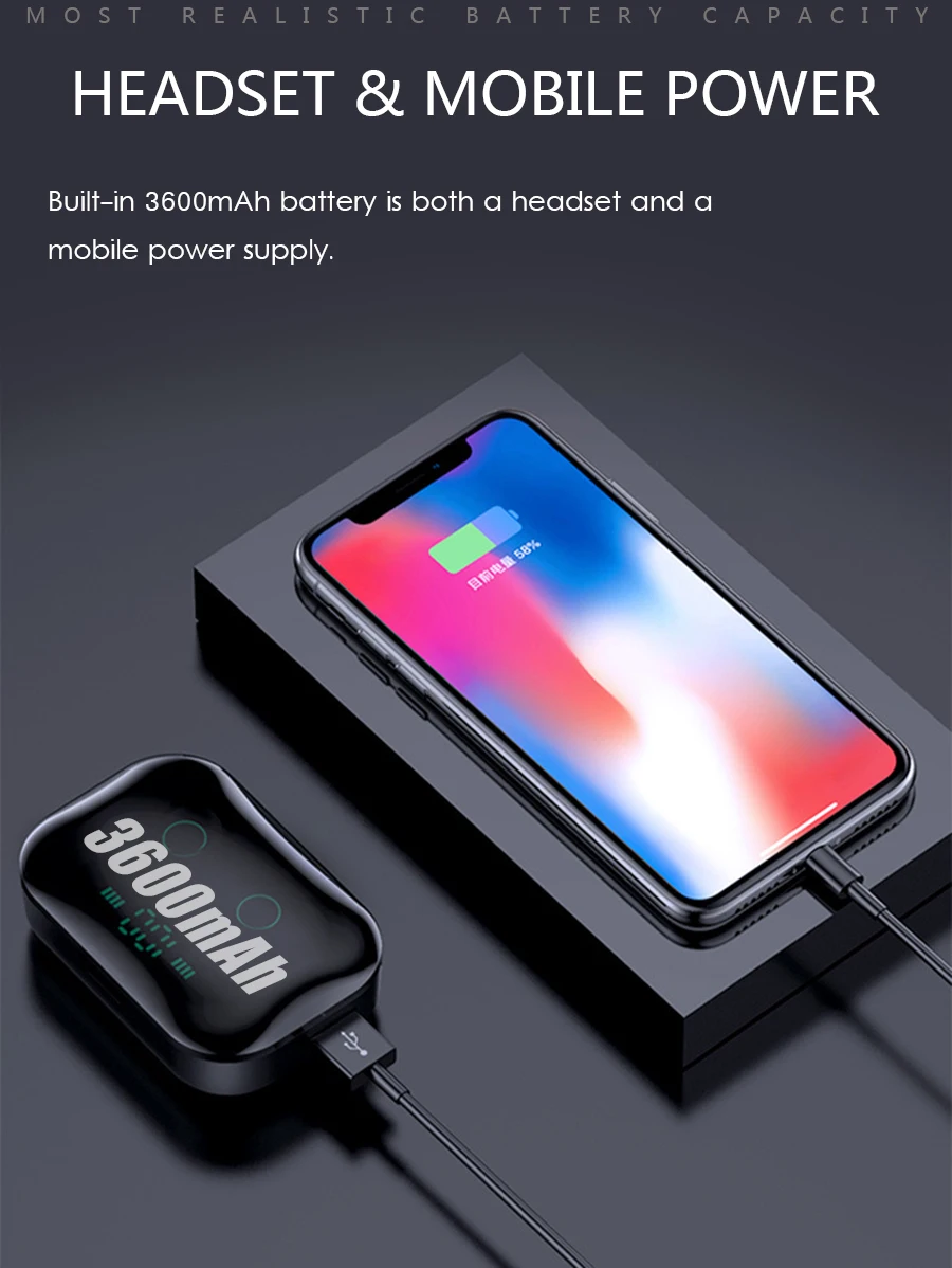 M7 TWS Bluetooth наушники 8D бас объемная гарнитура IPX7 водонепроницаемый шумоподавление Гарнитура спортивные наушники беспроводные наушники