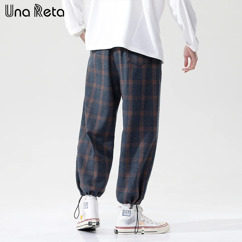 

Una Reta Hip Hop Plaid Sweatpants Men 2021 New Ankle-Length Joggers Pants Casual Harajuku Men Fashion Pants Streetwear Man