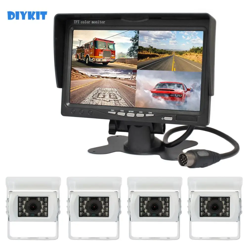 DIYKIT проводной 7 дюймов 4 Сплит четырехъядерный монитор заднего вида