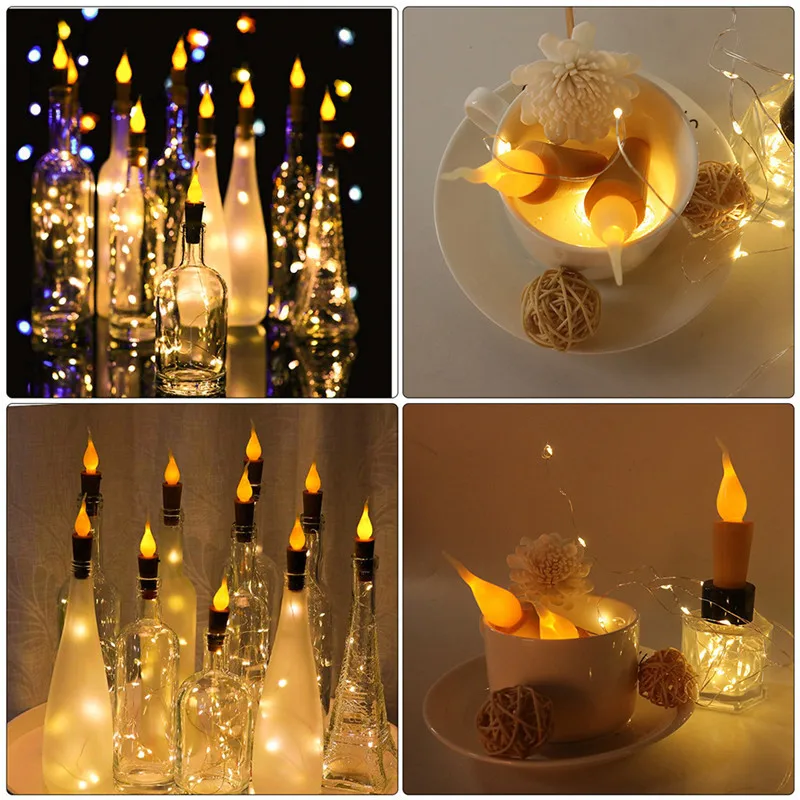

500Pcs 2M Candle Flameless Wine Bottle Cork String Lights Copper Led Fairy Lights Party Wedding Decor Lamp
