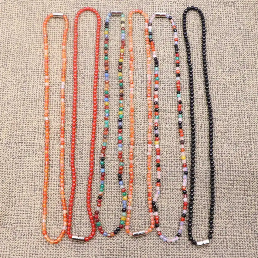 Крошечное ожерелье эффектное женское натуральное Бусы из камня Агата короткая