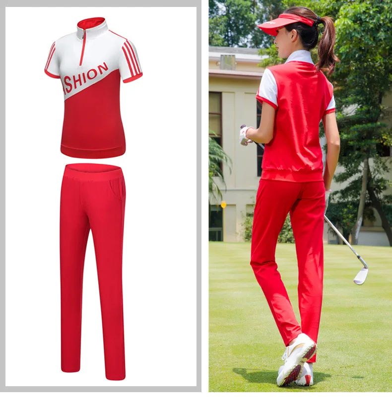 Женская спортивная одежда комплект брюк для гольфа тренажерного зала футболка