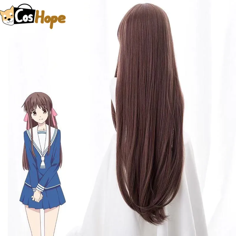 Tohru Honda Cosplay Фруктовая корзина Женский Длинный коричневый парик 85 см Косплей Аниме