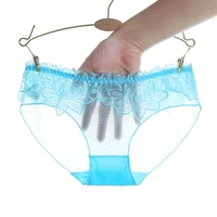 2pcs transparent women sexy panties lace thongs ultra thin mesh brief ice silk seamless breathable underpants soft underwear