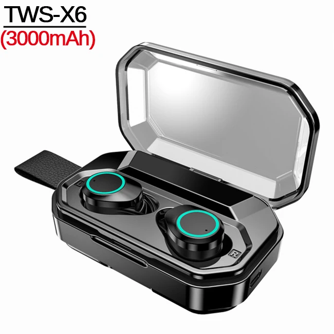 TWS-A6 X6 TWS, беспроводные наушники, Bluetooth 5,0, наушники, IPX7, водонепроницаемая гарнитура, отпечаток пальца, сенсорный наушник, с зарядным устройством 3000 мАч - Цвет: TWS-A6