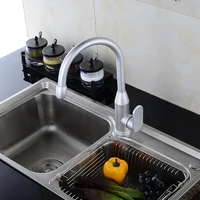 Kitchen Faucet Silver Kitchen Sink Tap Single Hole 360 Degree Hollow Space Aluminum Faucets Water Hot and Cold Water Tank Faucet