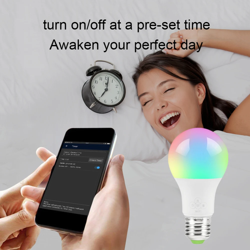 1 шт. умная wi-fi-лампочка Светодиодная лампа 4,5/7 Вт RGB RGBW E27 Wake-Up теплые огни работают с Alexa Google Home рождественские огни