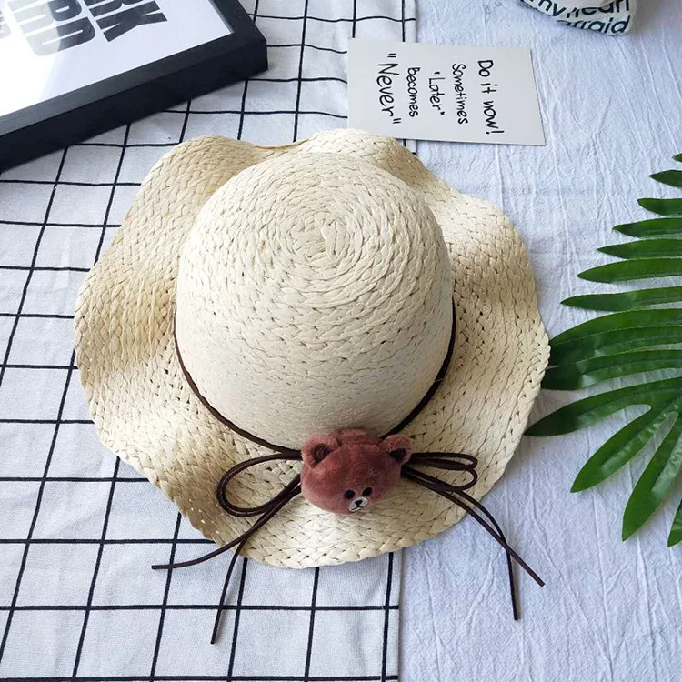

Parent-child boys and girls handmade crochet flower straw hat female beach hat beach sunscreen sun hat