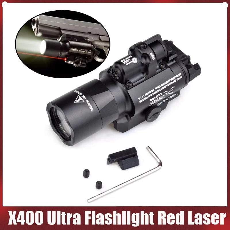 

Element Airsoft Surefir X400 Ultra Flashlight Red Laser 20mm Picatinny Weaver Rail Mount 450 lumen X400U Gun Light EX367