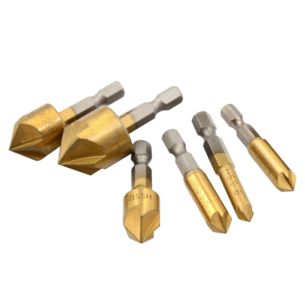 3/6 шт. сверло из быстрорежущей стали с зенкером 5 канавками сверла для снятия