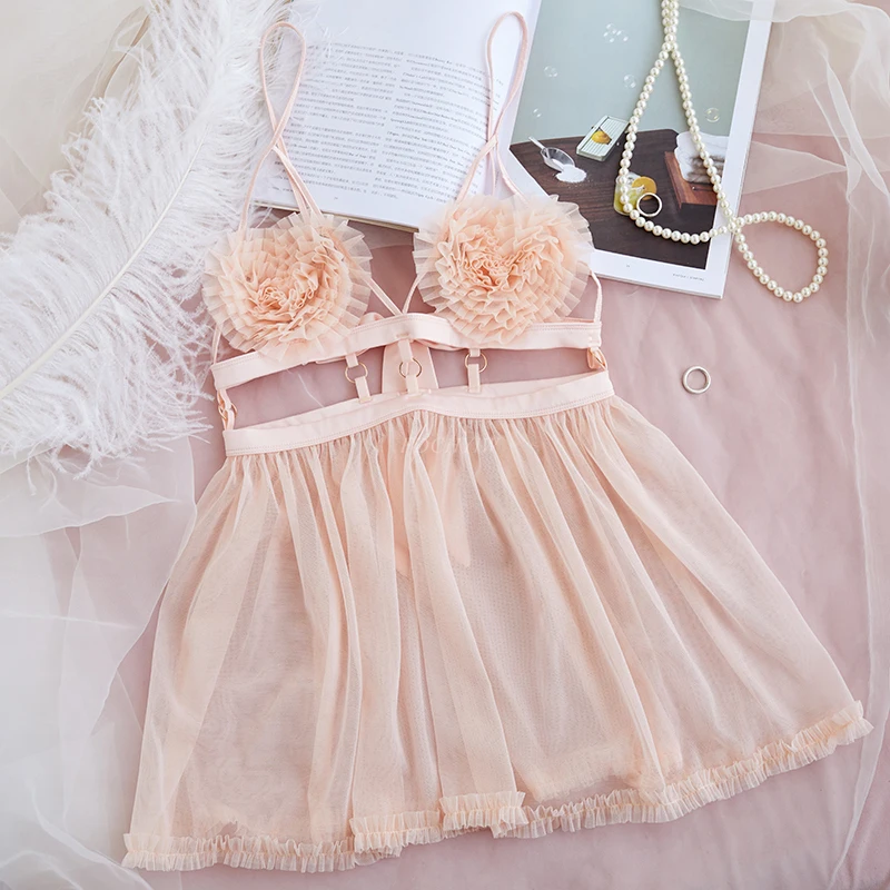 Сексуальное нижнее белье женская ночная рубашка и трусики|Ночные сорочки пижамы|