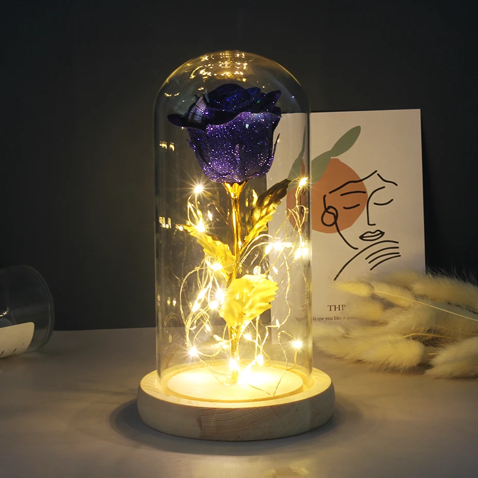 Красная роза в стеклянном куполе колбе Красавица и чудовище свадебное украшение