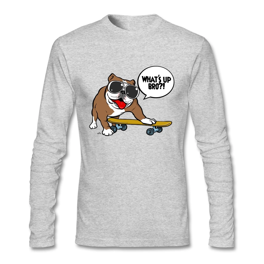 Скейтборд Британский Бульдог футболка из хлопка с круглым вырезом на заказ