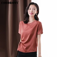 coodrony brand korean style casual womens soft slim pure color top streetwear fashion elegant female thin o neck t shirt w5044s